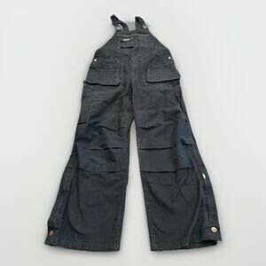 Dakota Bib Overalls Mens Black Relaxed Fit Duck Cotton Carpenter Ankle Zip L